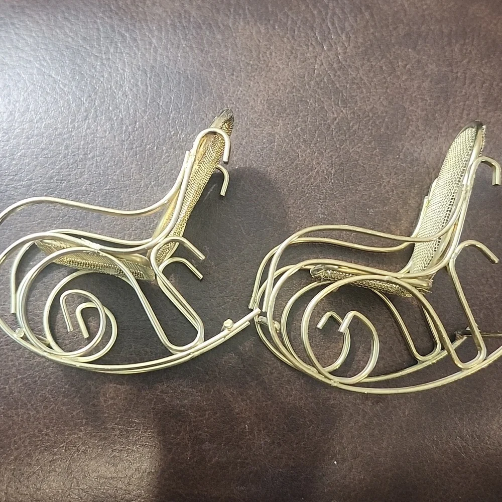 Two Miniature Gold Rocking Chairs - Picture 2 of 5